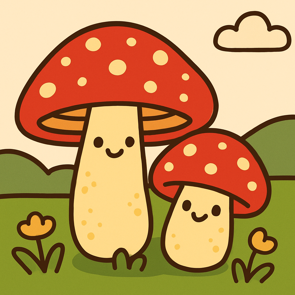 Meteorite Mushroom Meadow Number painting