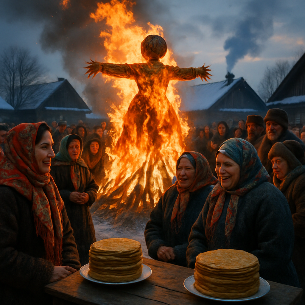 Maslenitsa Effigy Burning paint by numbers