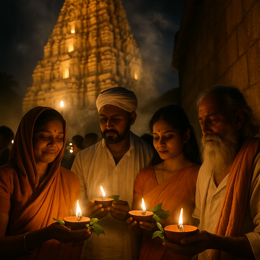 Shivratri Night Shiv Temple Gathering Number painting