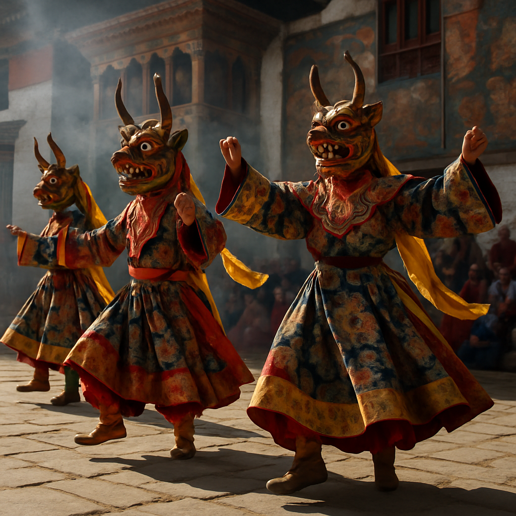 Bhutan Tsechu Masked Dance Paint by numbers art