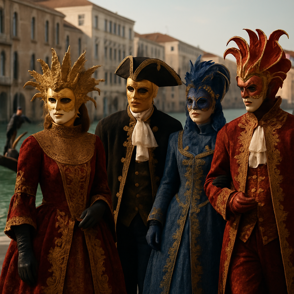 Venice Carnival Masked Revelers paint by color