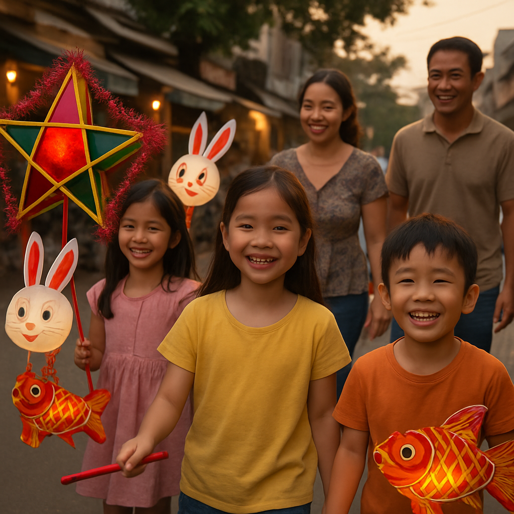 Tet Trung Thu Children Lanterns Number painting