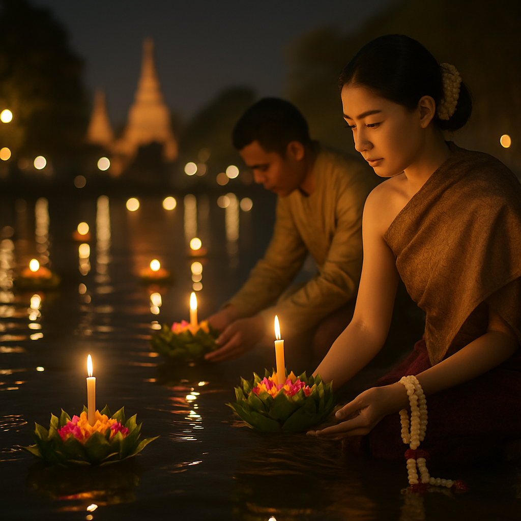 Loy Krathong River Lanterns Paint by numbers art