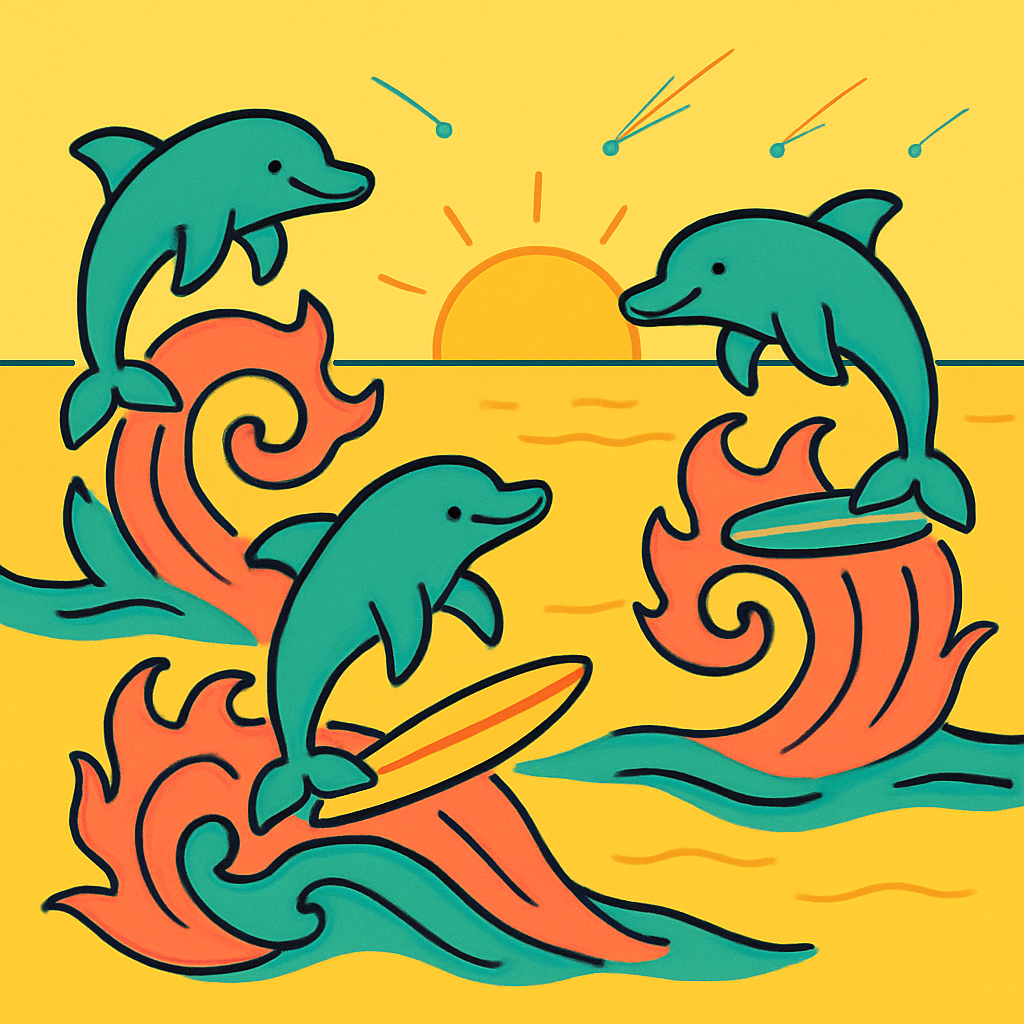 Solar Surfing Dolphins Paint by numbers kits