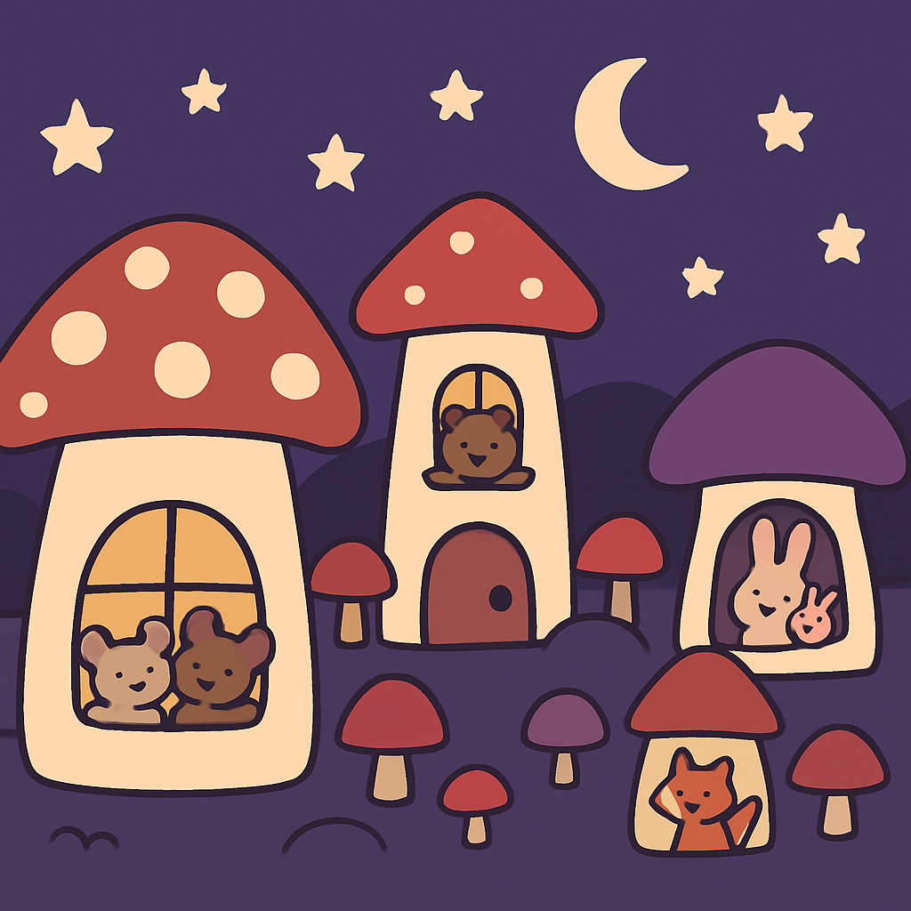 Moonlight Mushroom Village painting number kit