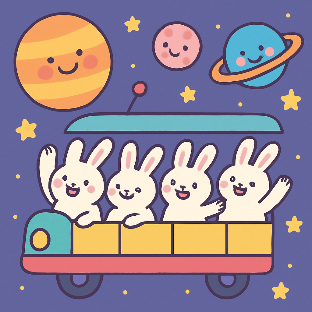 Space Train Rabbits Paint by numbers art