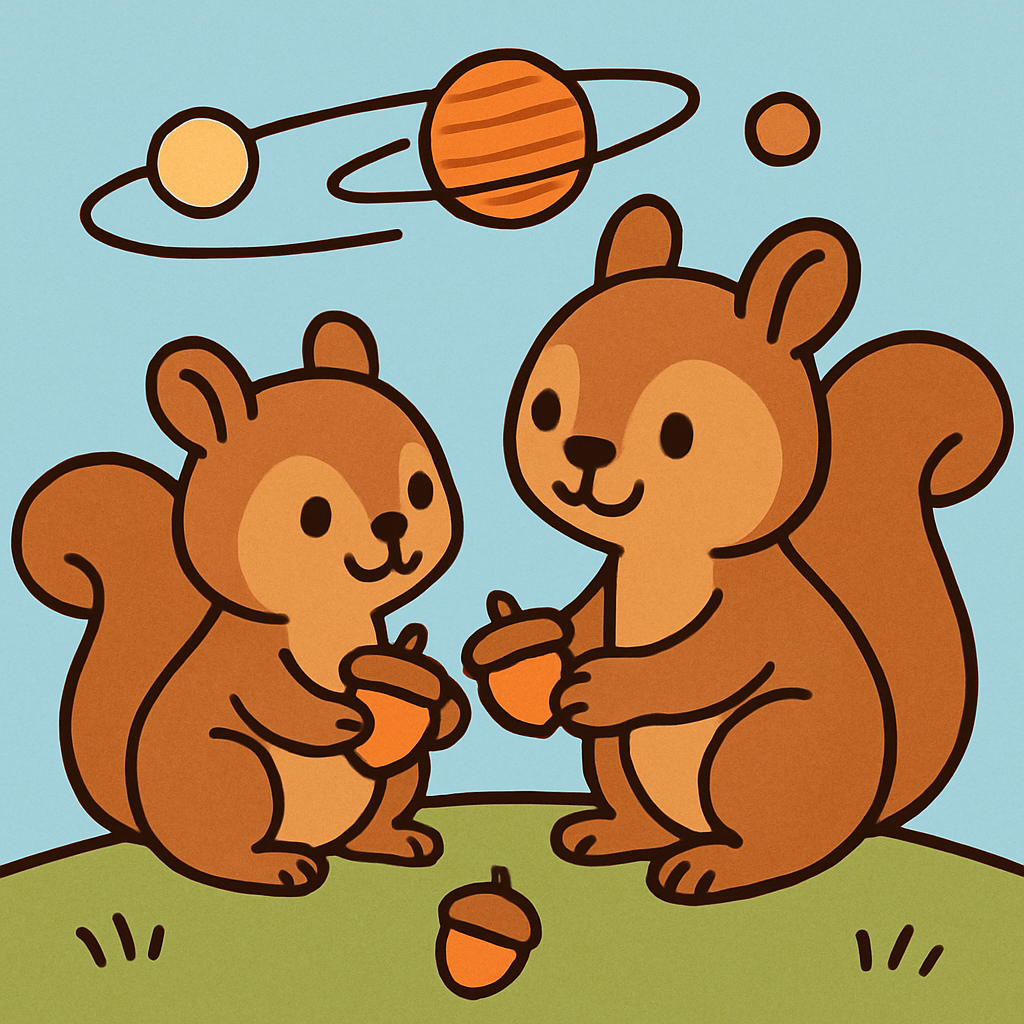 Orbiting Picnic Squirrels DIY paint by numbers