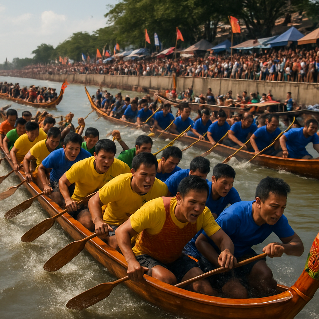 Cambodian Water Festival Boat Race paint by color