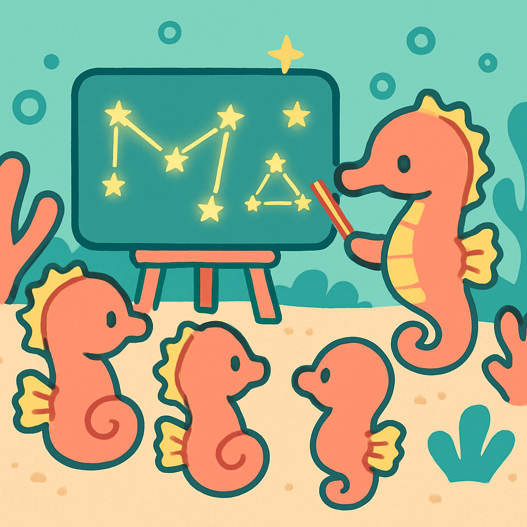 Starglow Seahorse School Number painting