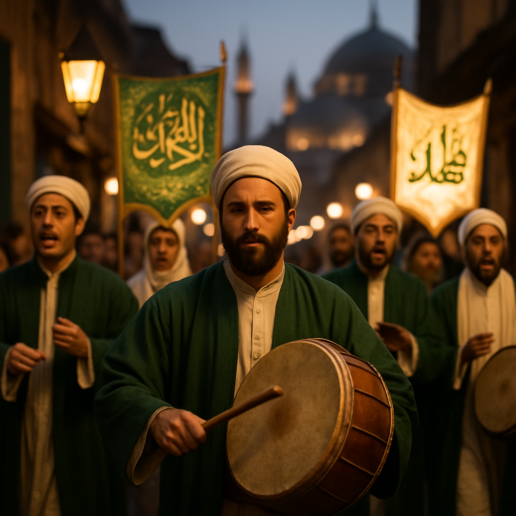 Mawlid Procession Sufi Drums Number painting