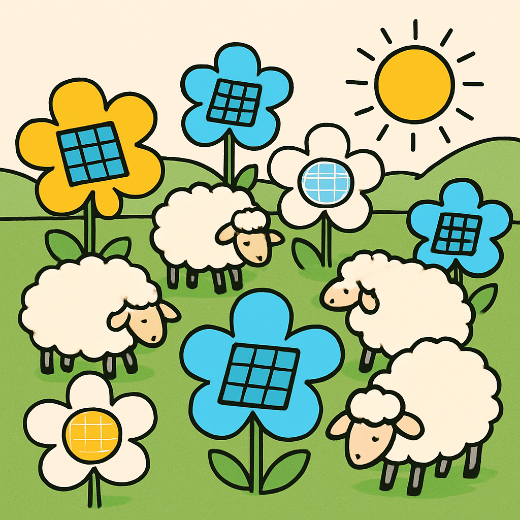 Solar Farm Sheep Numbered painting kits