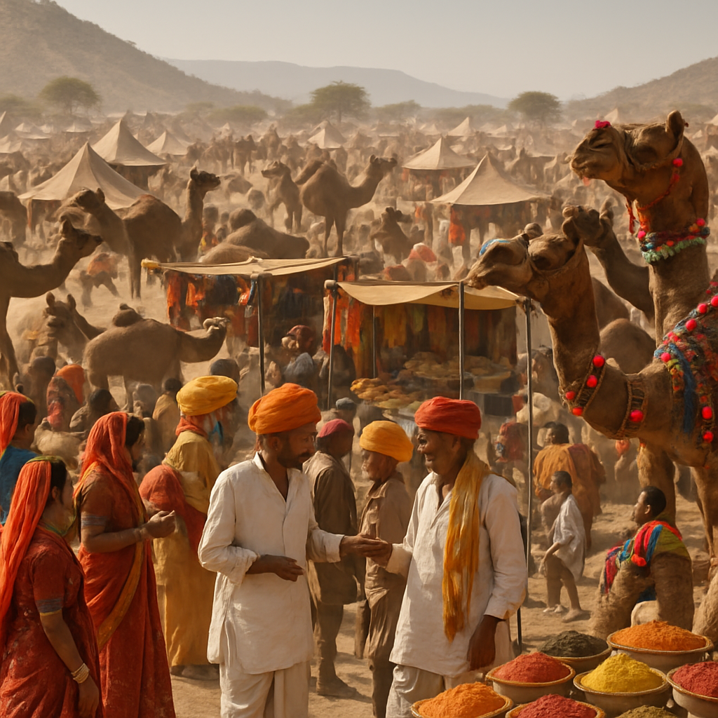 Pushkar Camel Fair Bazaar Scene Numbered painting kits