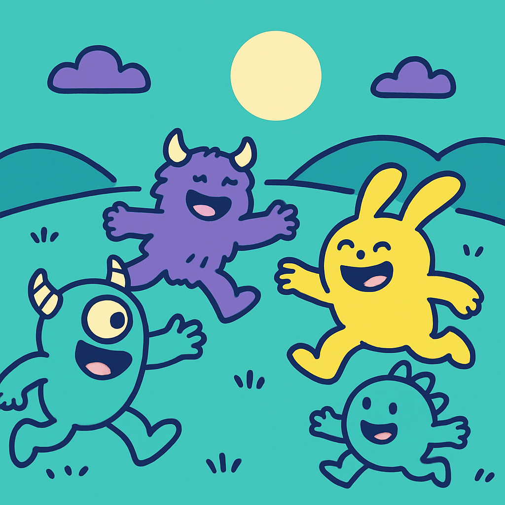 Moonlit Meadow Monsters paint by number