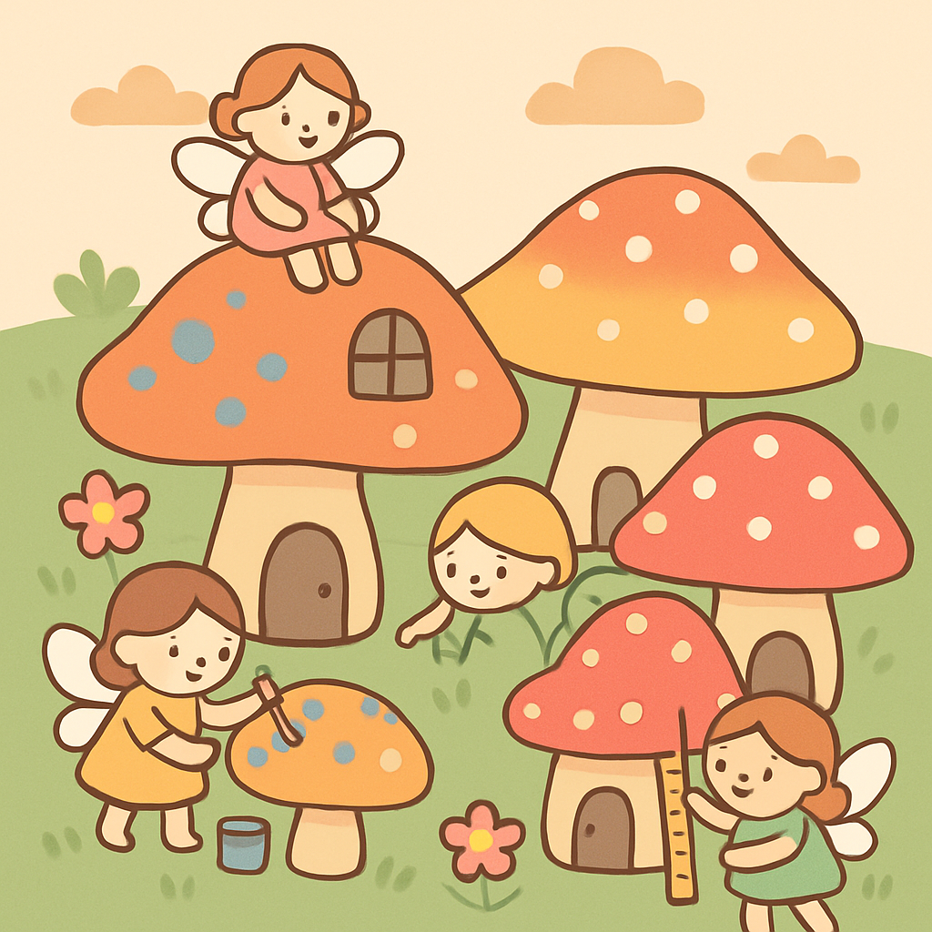 Mushroom Village Fairies Paint by numbers kits