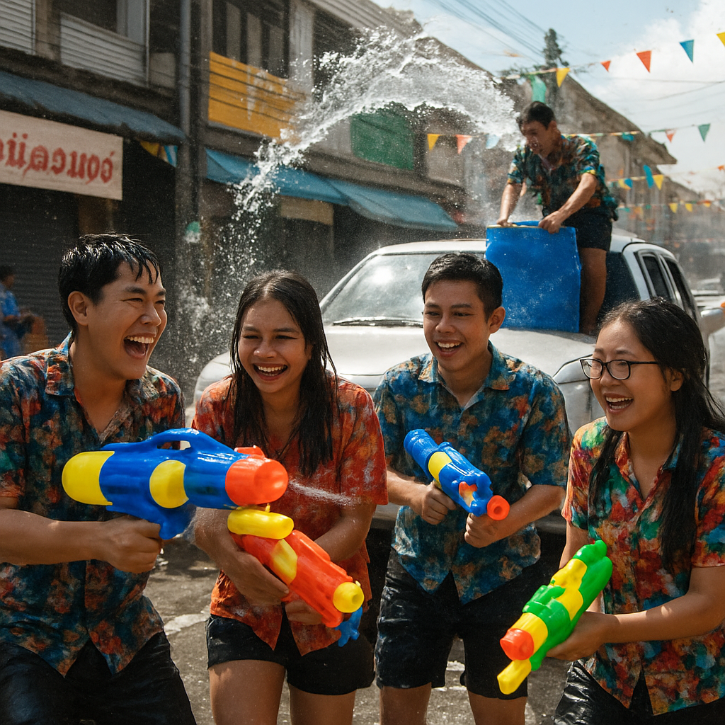 Songkran Water Festival Street Splash DIY paint by numbers