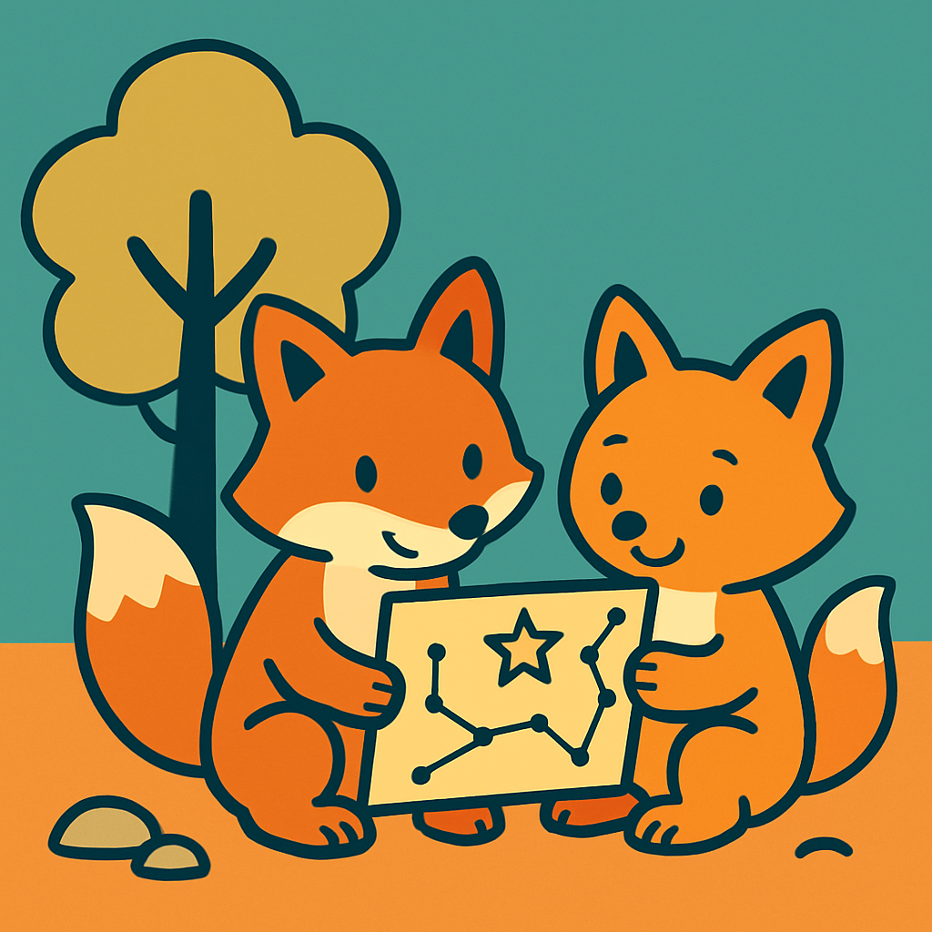 Space Forest Fox Friends Number painting