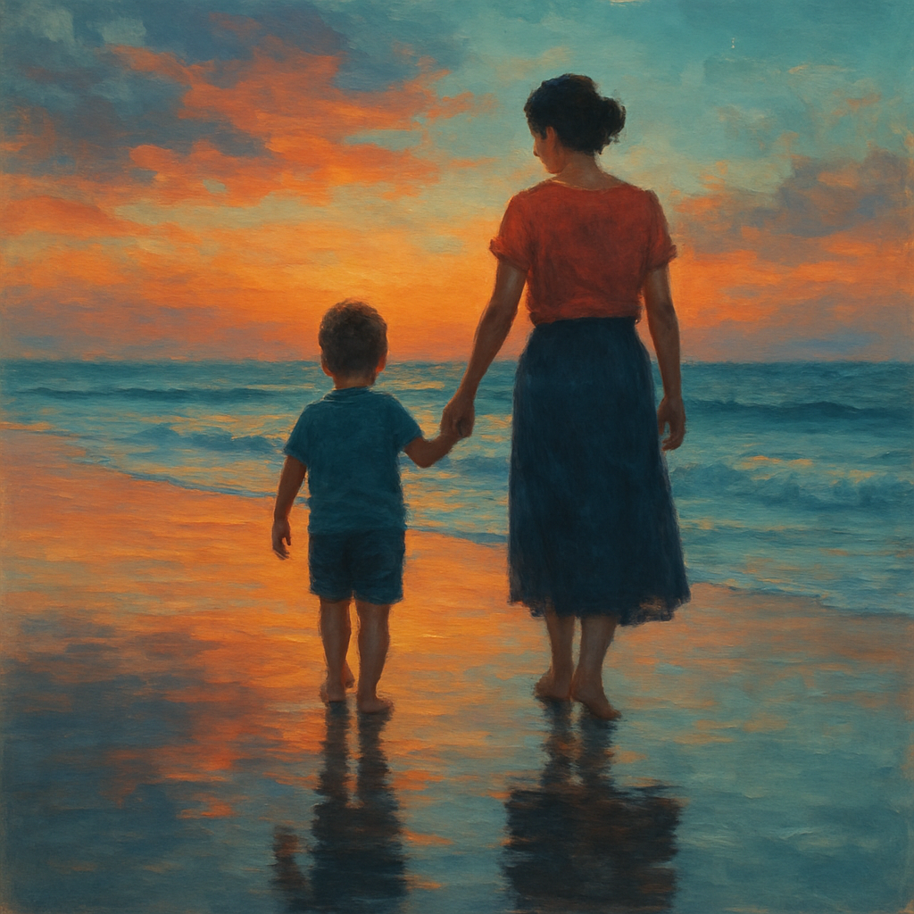 Seaside Sunset Hand Holding painting number kit