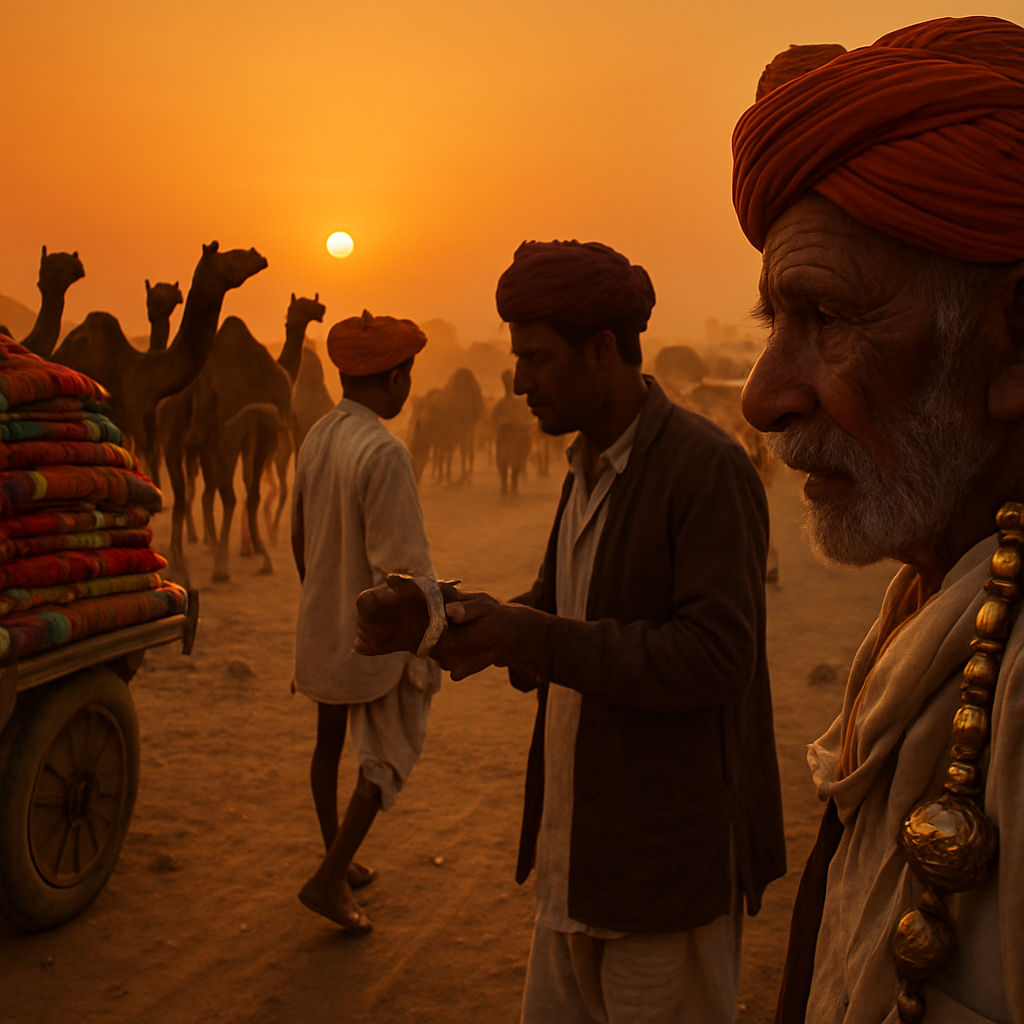 Pushkar Camel Fair Sunset paint by color