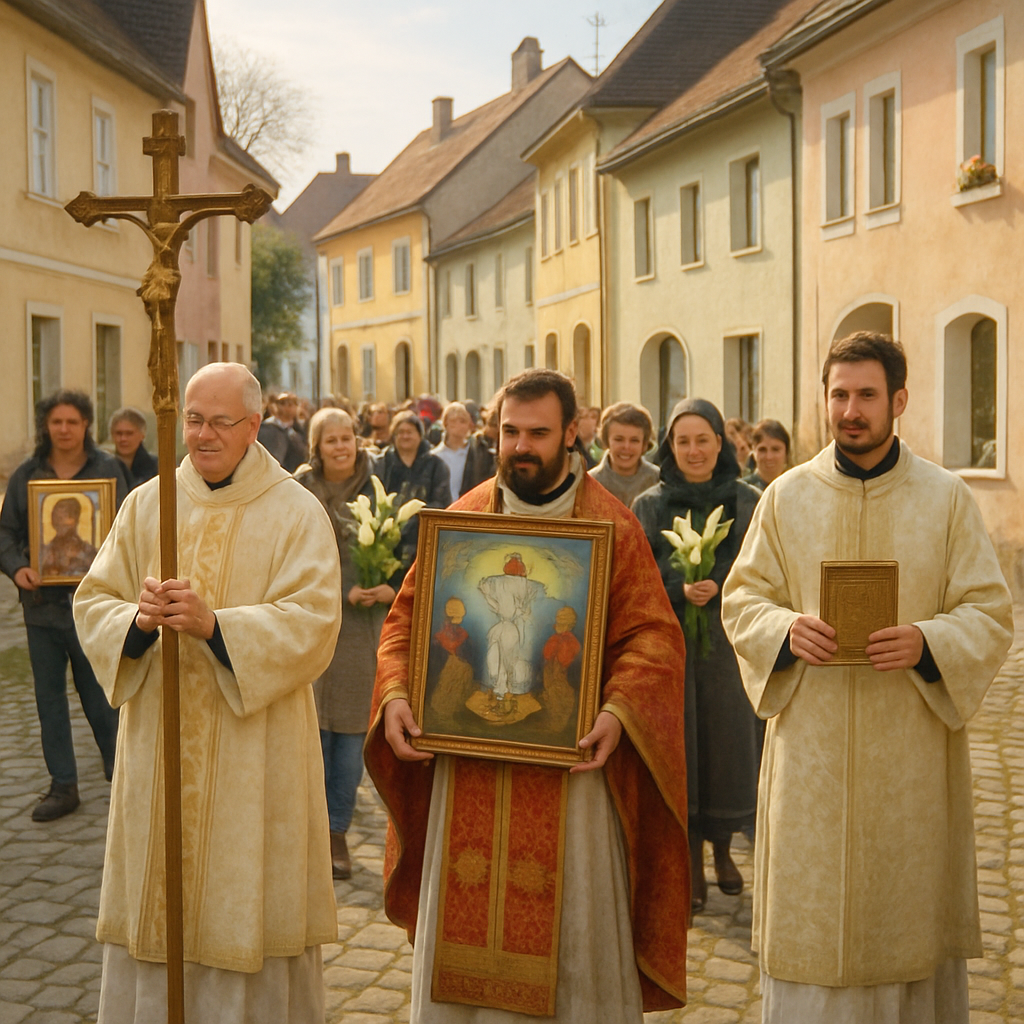 Easter Procession Village Paint by numbers art