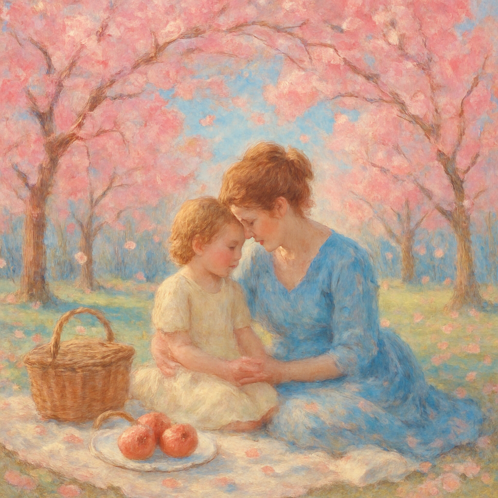 Cherry Blossom Picnic Embrace Numbered painting kits