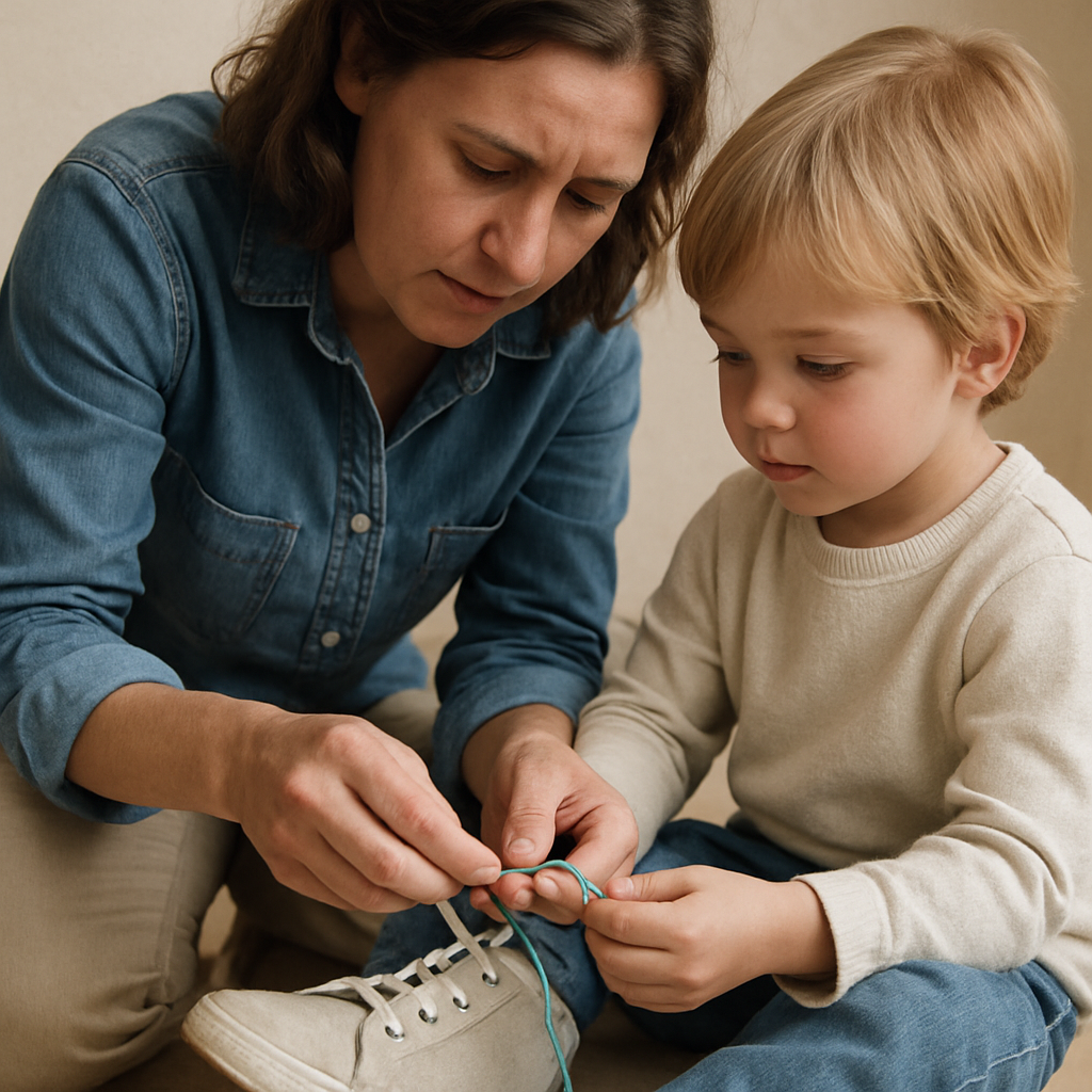 Learning To Tie Shoes Together Number painting