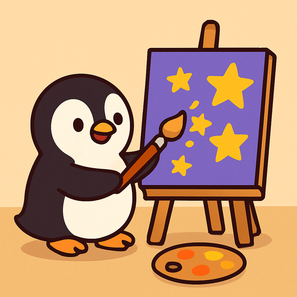 Cosmic Penguin Painter paint by numbers