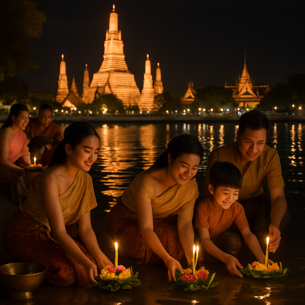 River Lantern Ceremony Bangkok Numbered painting kits