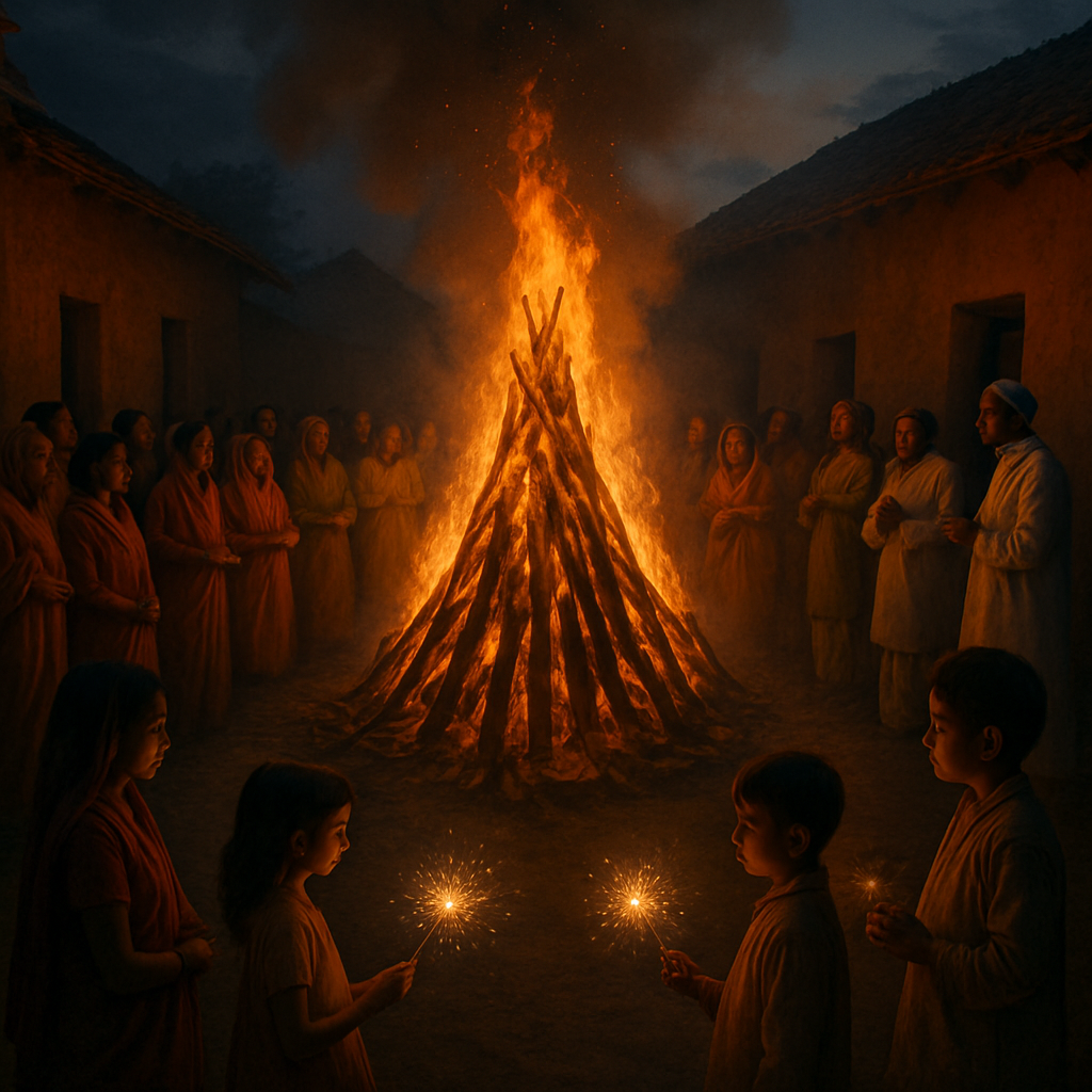 Holika Dahan Community Fire DIY paint by numbers