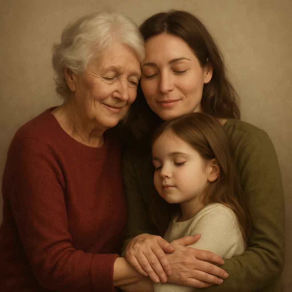 Grandma And Mother Triple Hug Painting by numbers kit