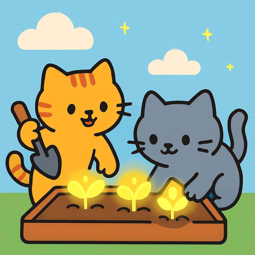 Cosmic Cat Gardeners Number painting