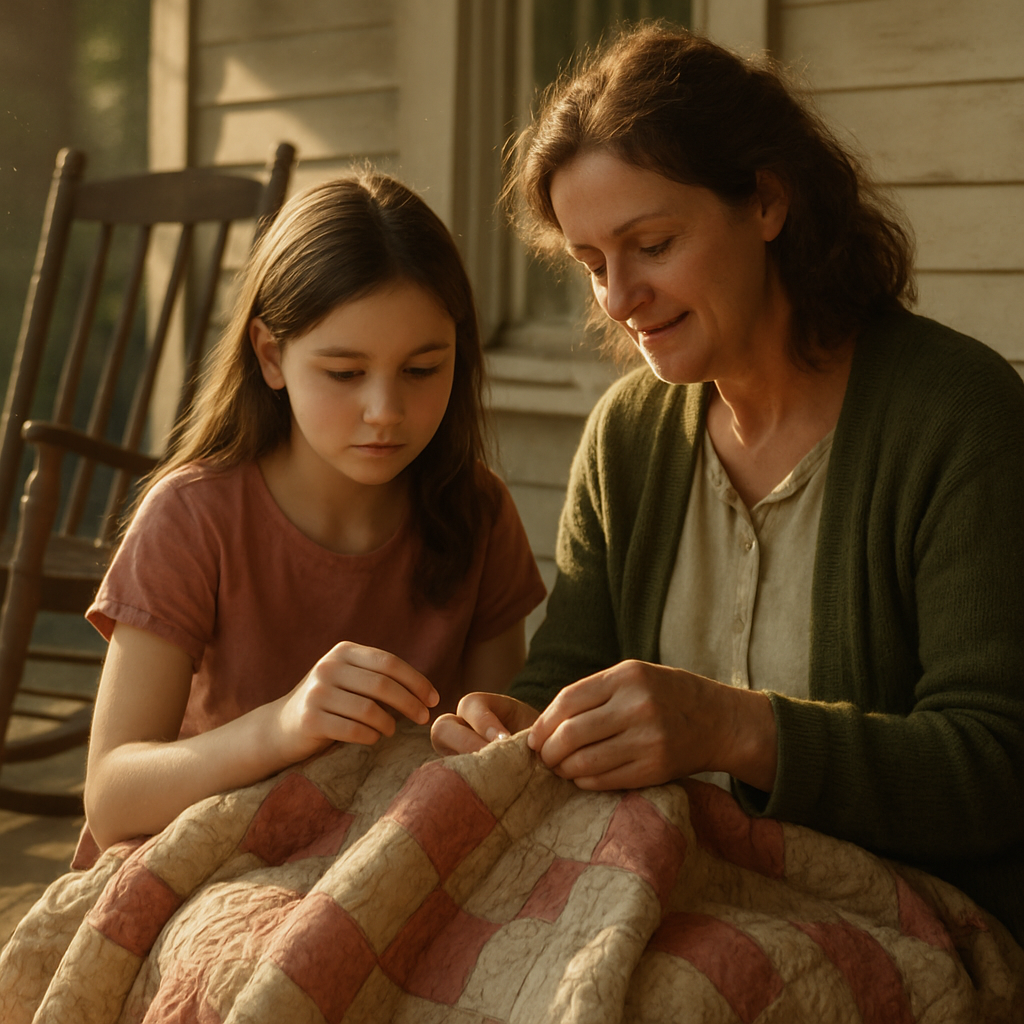 Quiet Porch Quilt Mending paint by numbers