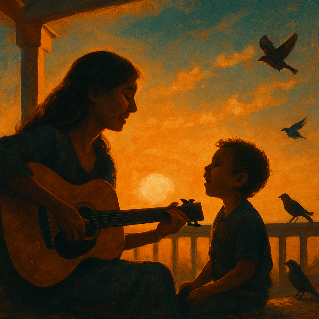 Sunset Porch Guitar Serenade painting number kit