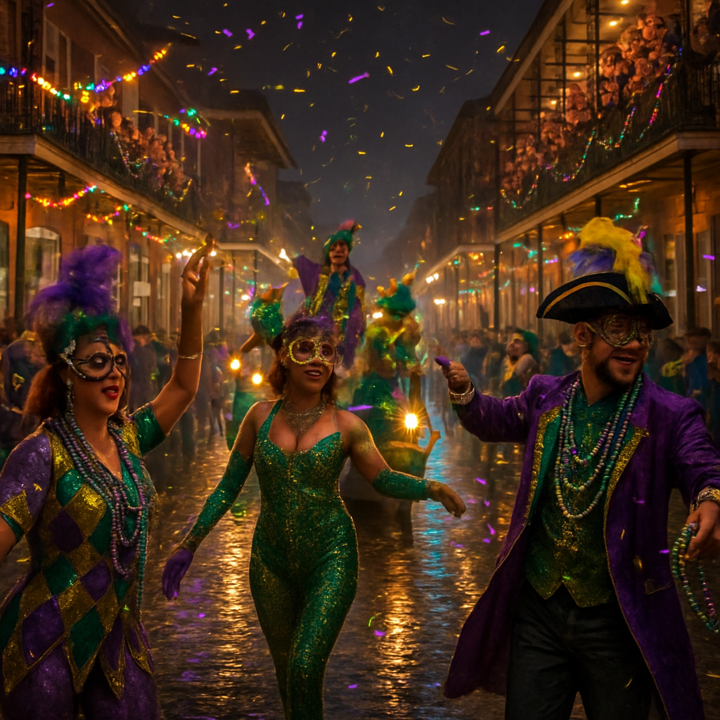 Mardi Gras French Quarter Night paint by number