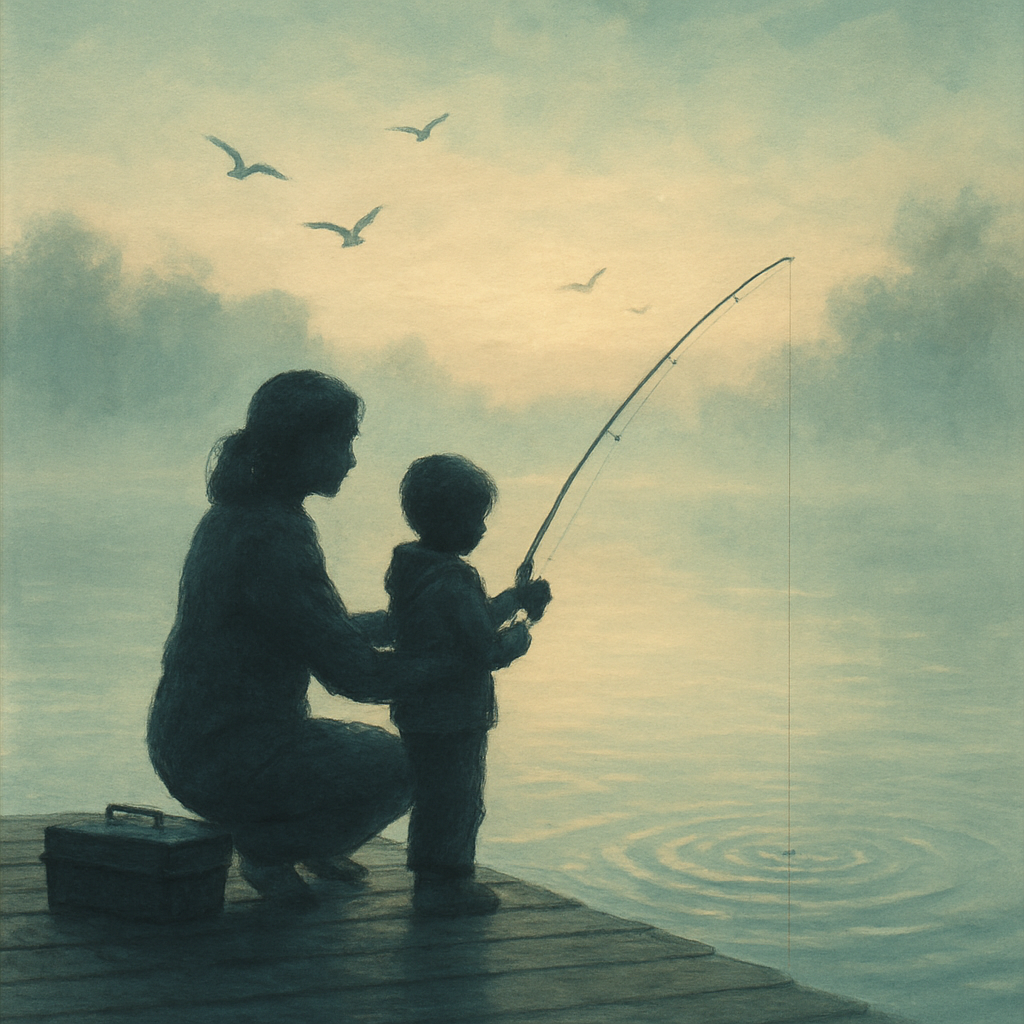 Sunrise Fishing Lesson Number painting