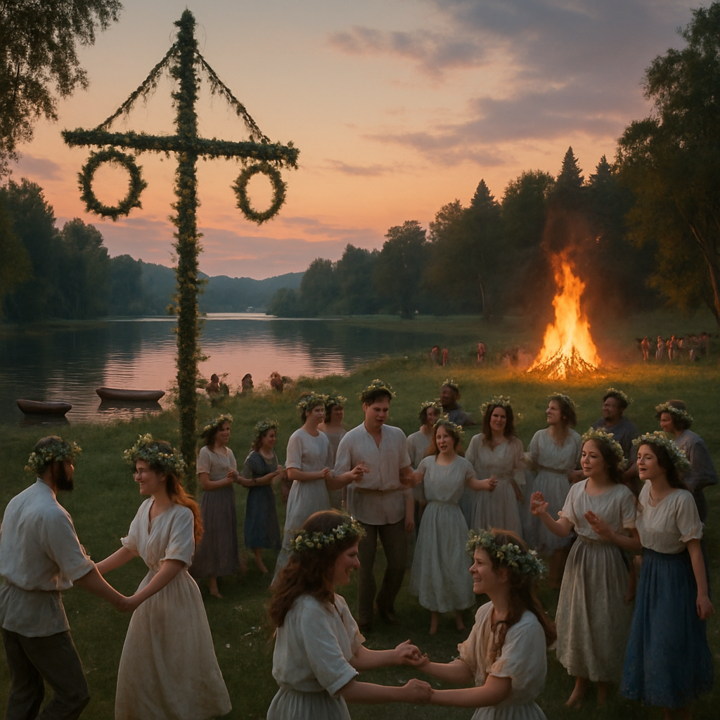 Midsummer Bonfires Sweden Number painting