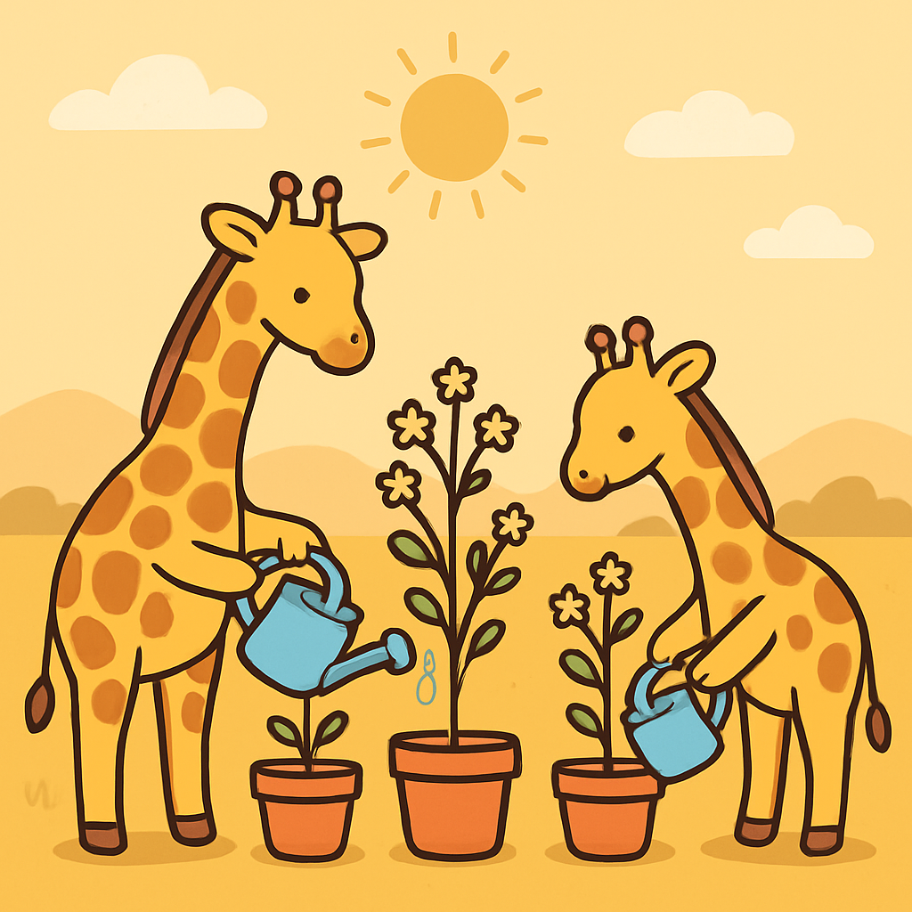 Galaxy Gardening Giraffes Painting by numbers kit
