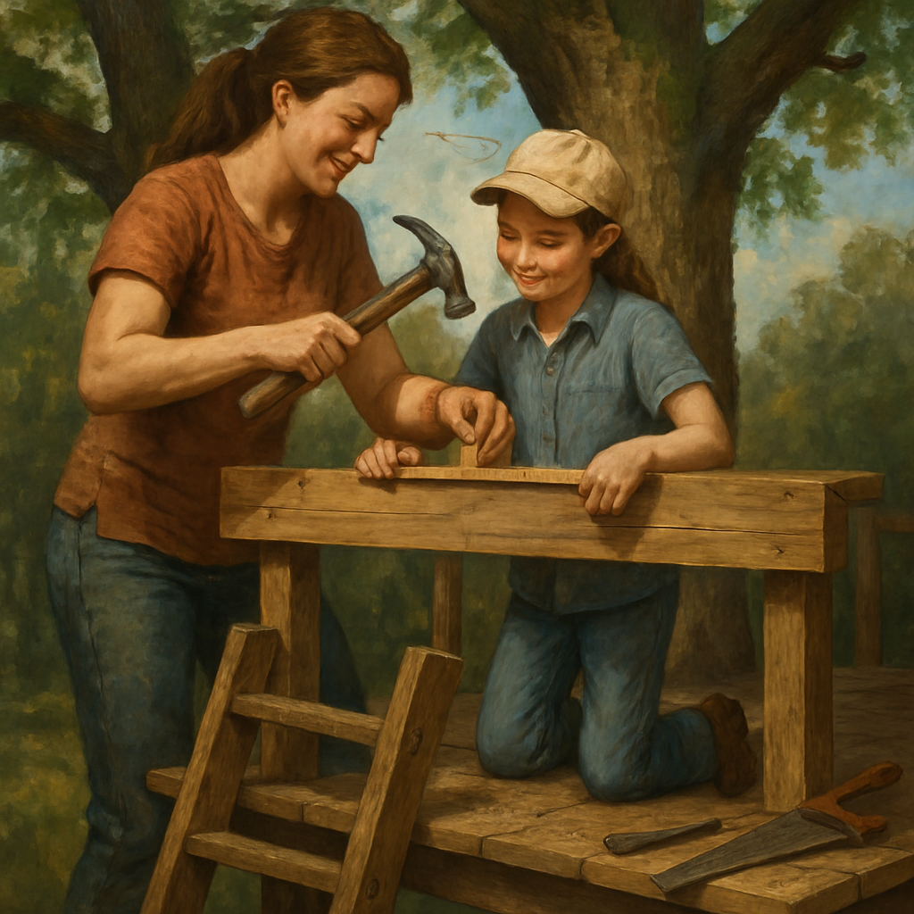 Treehouse Build Bond Number painting