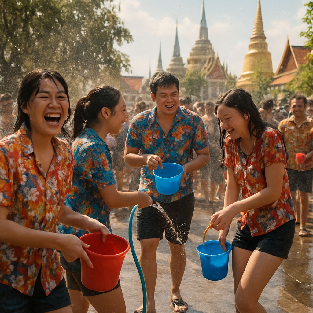 Songkran City Square Water Play Number painting