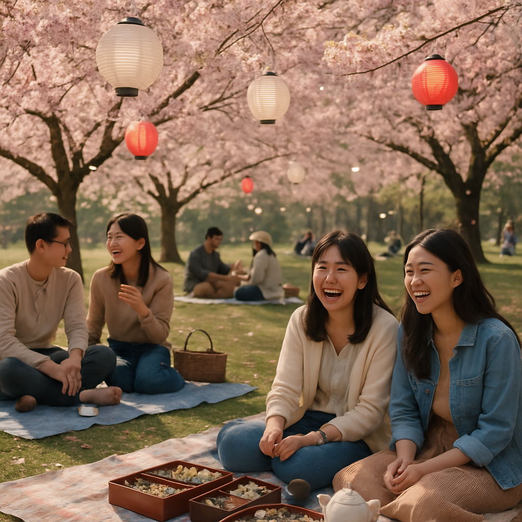 Hanami Sakura Park Afternoon Paint by numbers art