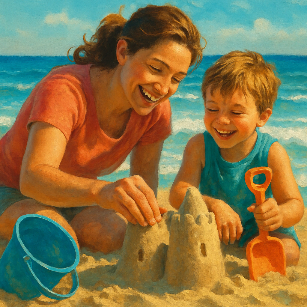 Playful Sandcastle Builders Number painting