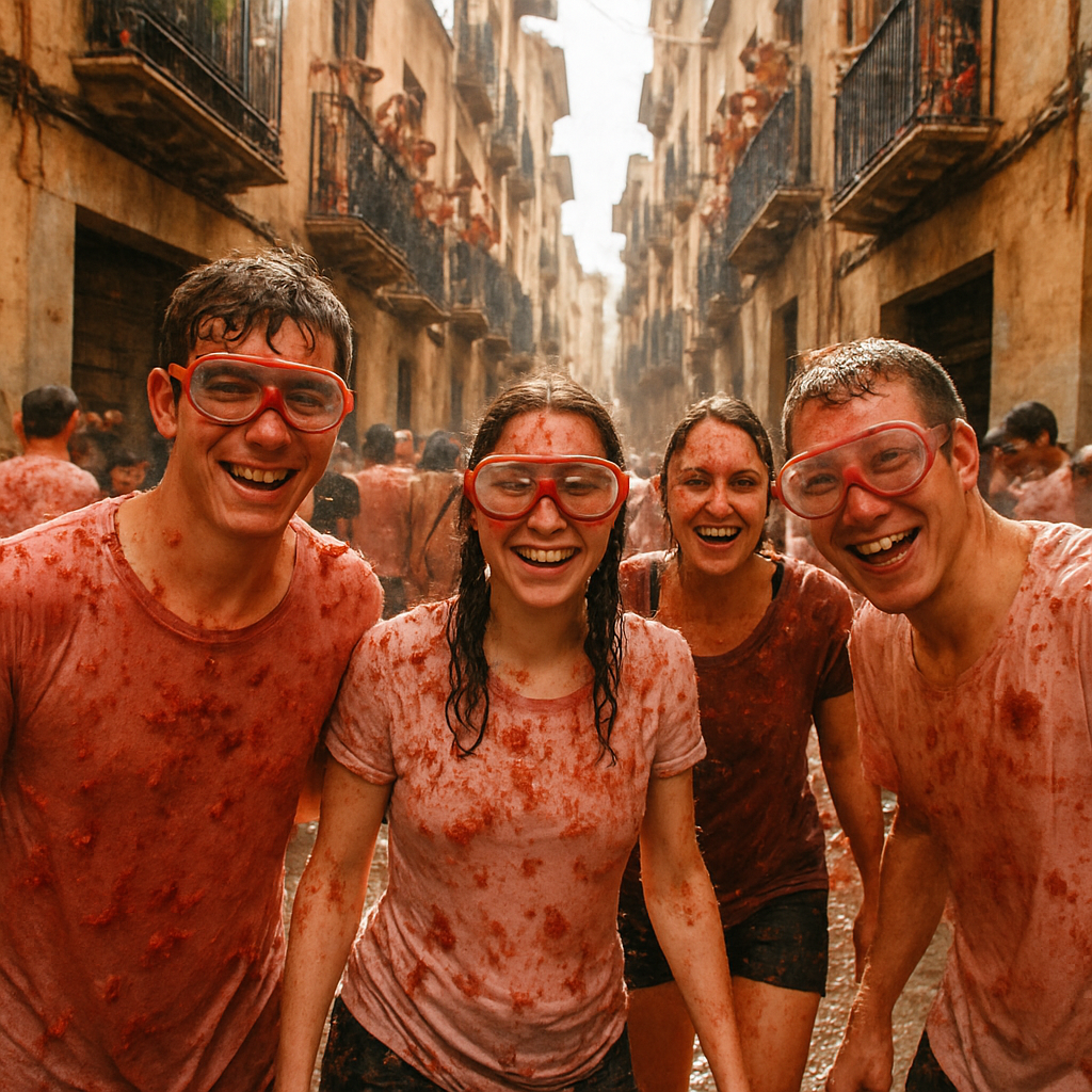 La Tomatina Waterlogged Street Fight Number painting