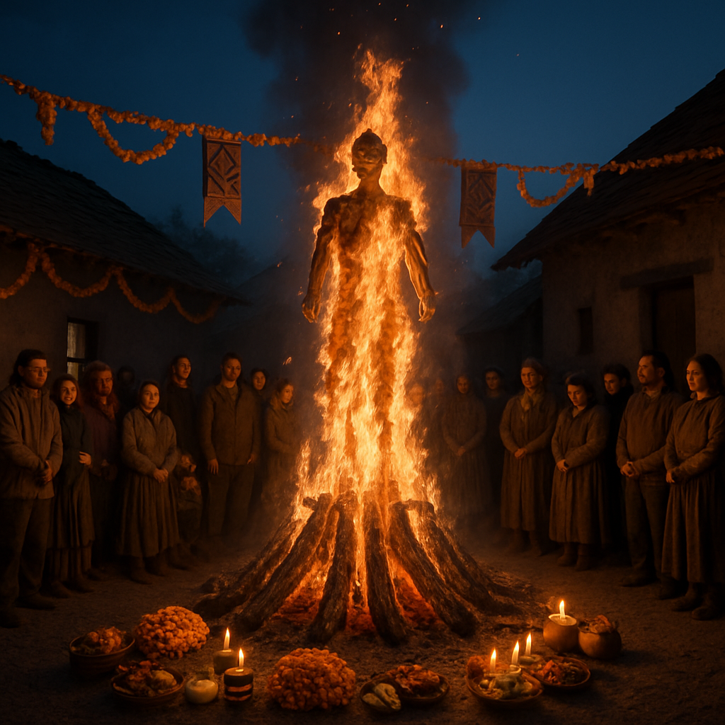 Holika Dahan Village Fire Ritual Paint by numbers art