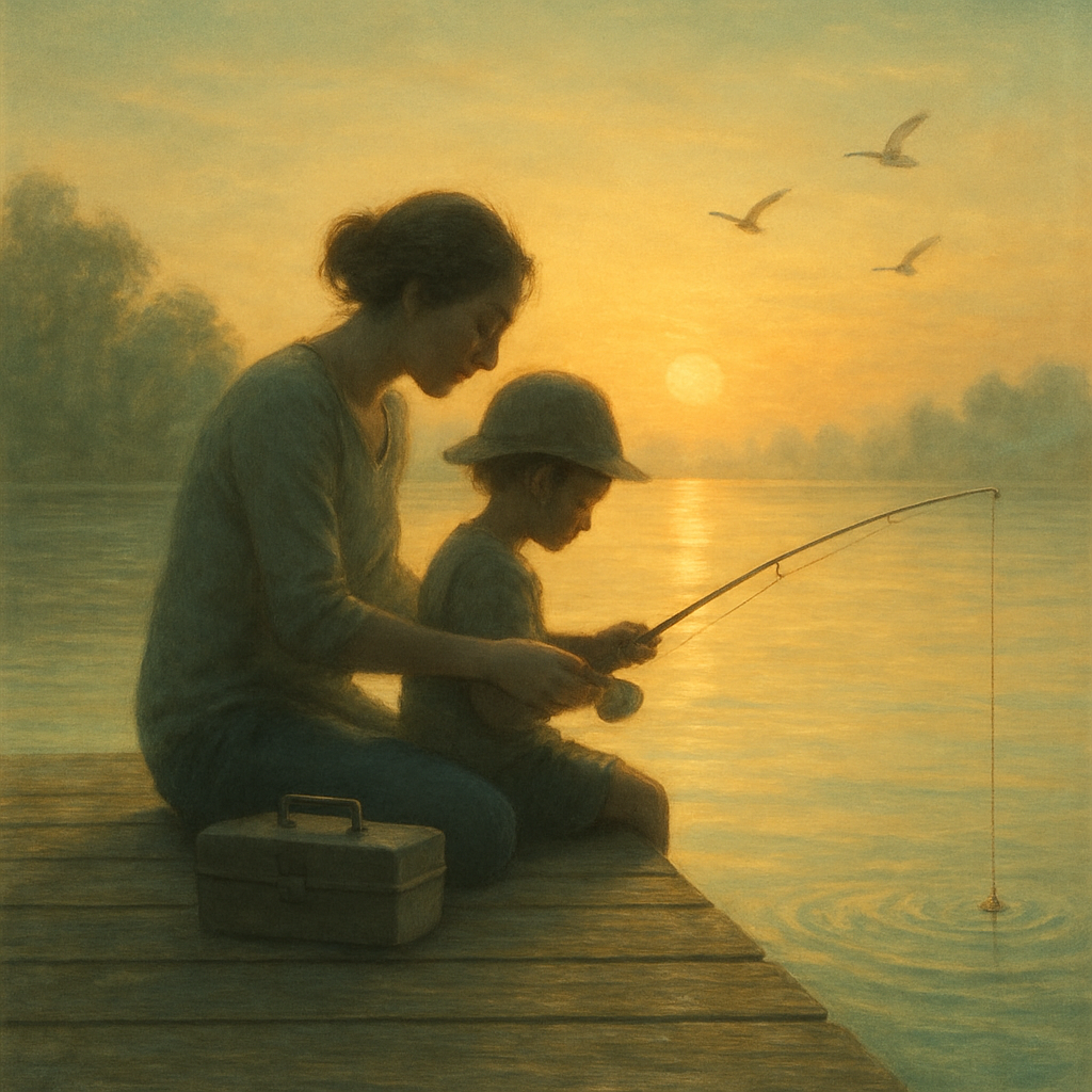 Sunset Dock Fishing Lesson paint by numbers