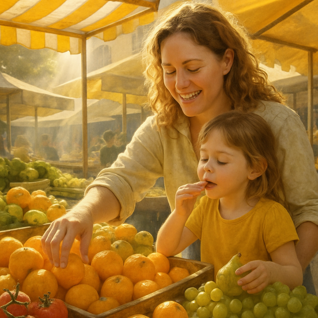 Sunlit Farmers Market Morning painting number kit