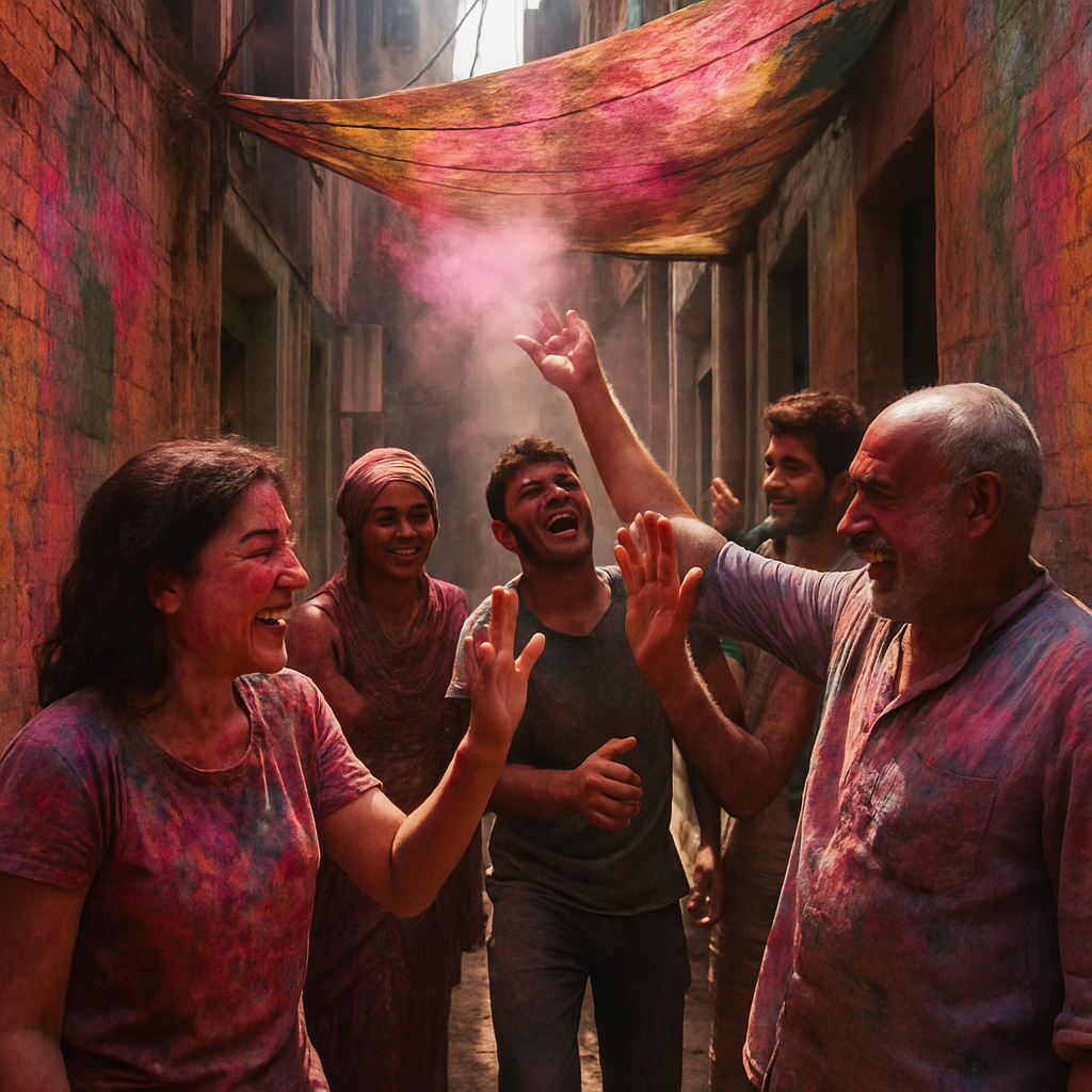 Old Delhi Holi Alley Convergence paint by numbers