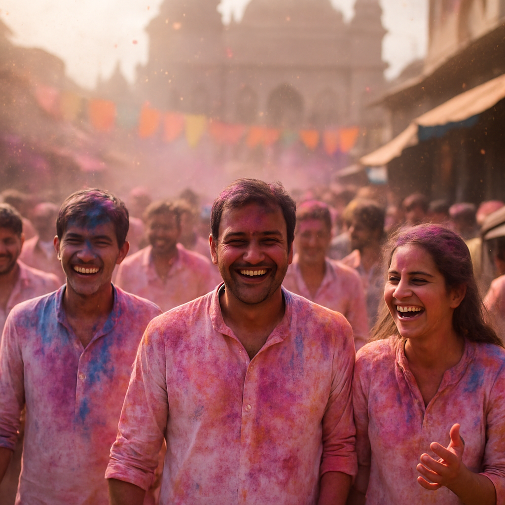 Holi Street Festival Mathura paint by number