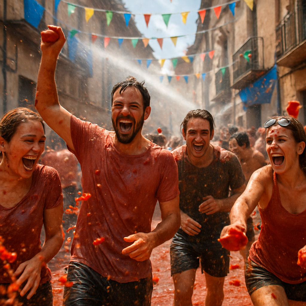 La Tomatina Tomato Fight Festival paint by color