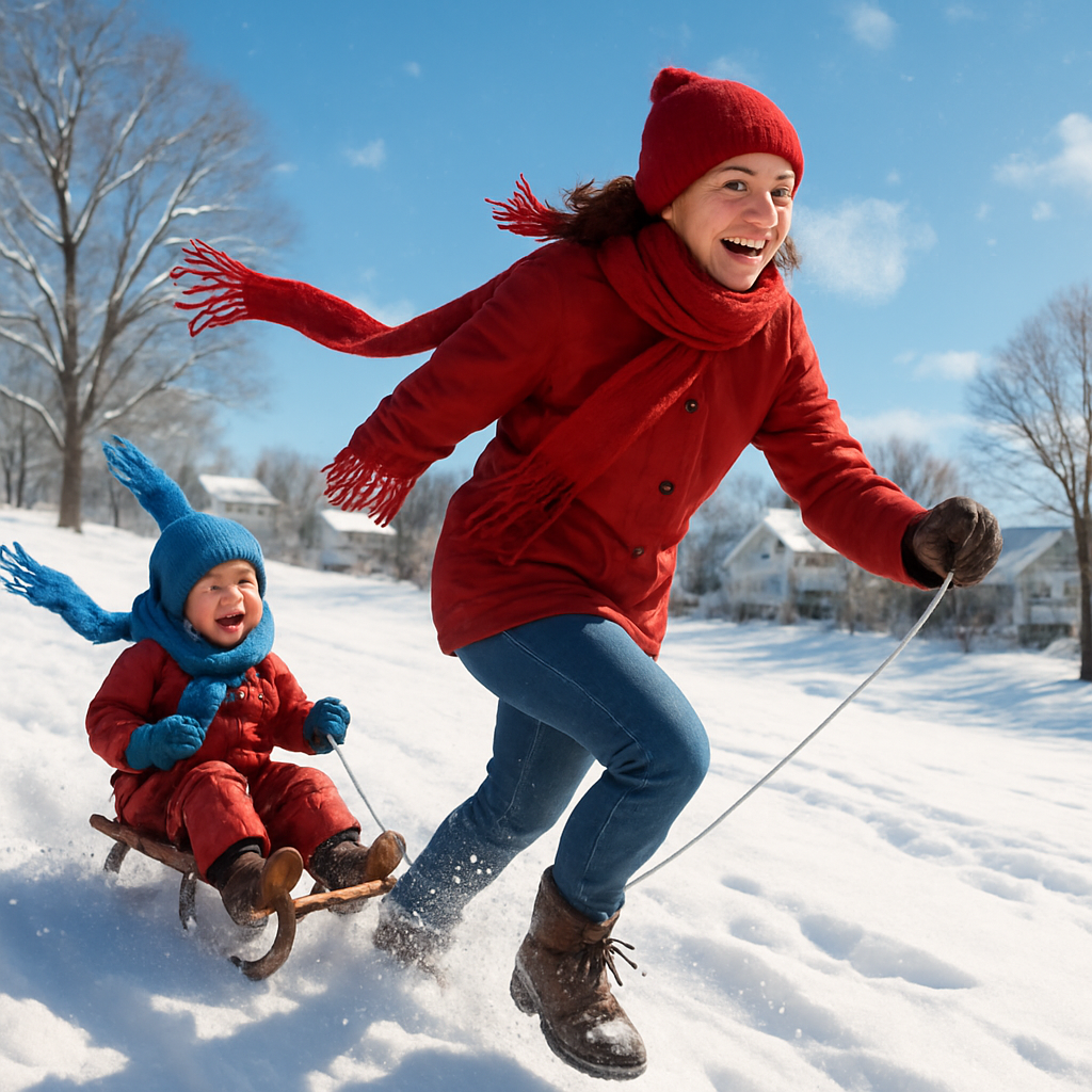 Snow Day Sled Push paint by number