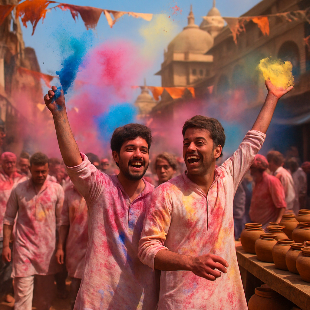 Holi Powder Streets Mathura paint by number