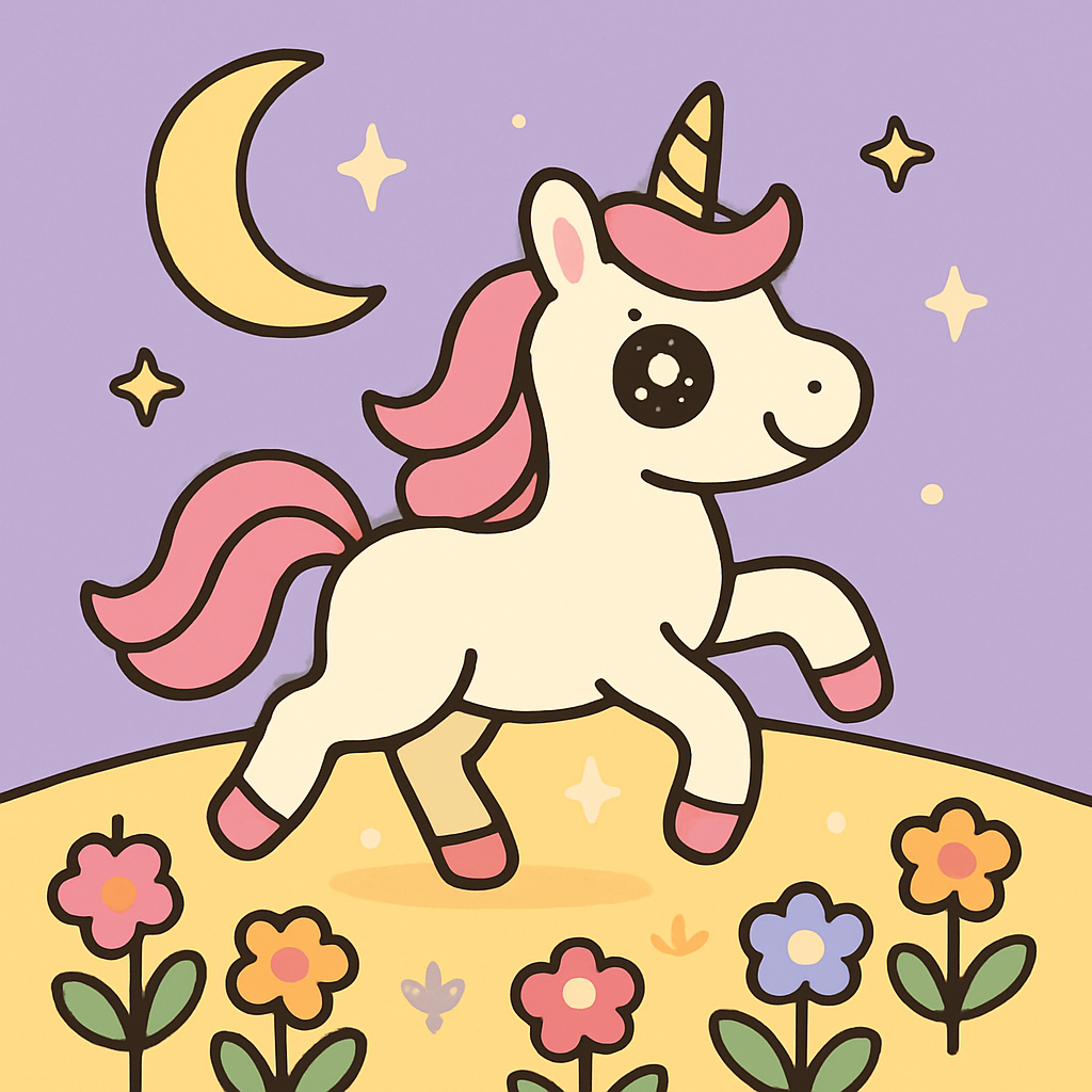 Moonlight Meadow Unicorn Paint by numbers art